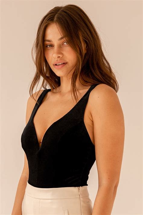 Sexy Black Bodysuit Velvet Bodysuit Strappy Plunge Bodysuit Lulus