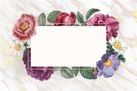 Floral Banner On A Marble Textured Background Vector Premium Image By