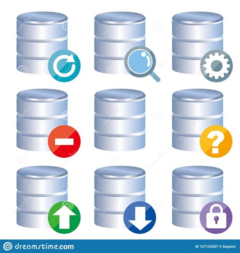 Database icon set - 9type stock vector. Illustration of office - 127125207