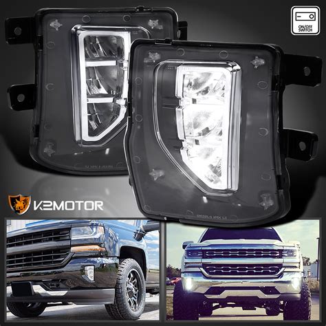 For 2016 2018 Chevy Silverado 1500 Led Fog Lights Driving Bumper Lamps