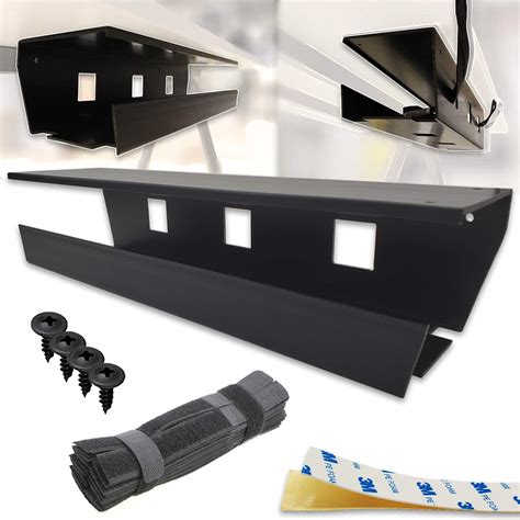 No Drill Under Desk Cable Management Tray Pack Of 2 Black Tape Or