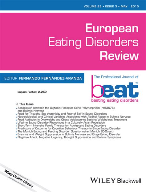 European Eating Disorders Review Eating Disorders Journal Wiley