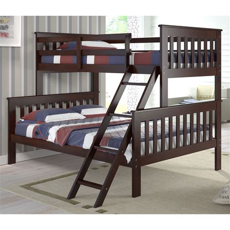 Dorel bunk beds mattresses twin over twin size 6 memory foam medium quilted top. Donco Twin over Full Mission Bunk Bed with Tilted Ladder ...