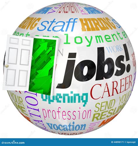 Jobs Career Door Open New World Work Opportunities Stock Illustration