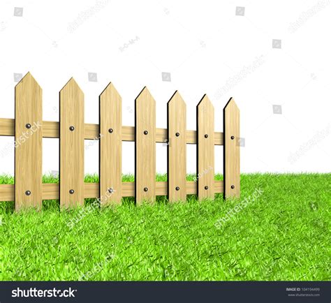 Green Field Wooden Fence Render Stock Illustration 104194499 Shutterstock