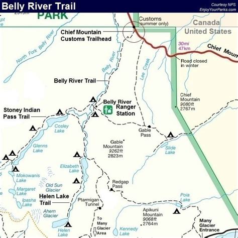 Belly River Trail Map Glacier National Park Map Glacier National
