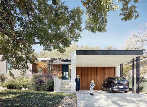 Midcentury modern exterior with wood siding. Mid-century modern home offers fresh and inspiring details ...