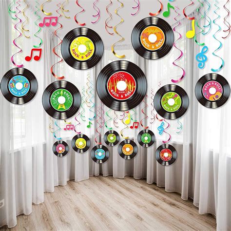 Blulu 30ct Rock And Roll Theme Party Foil Swirl Decorations Rock Star