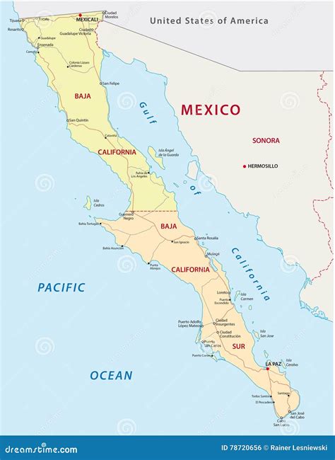 baja california region location within mexico 3d map vector illustration