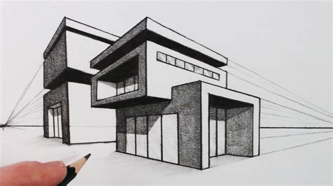 2 Point Perspective Modern House How To Draw Video Tutorial