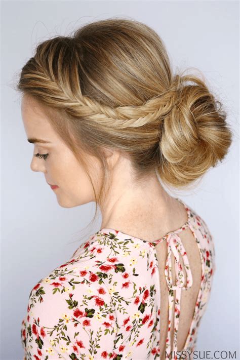 Divide the ponytail into two uneven sections. Fishtail Braid Low Bun | MISSY SUE