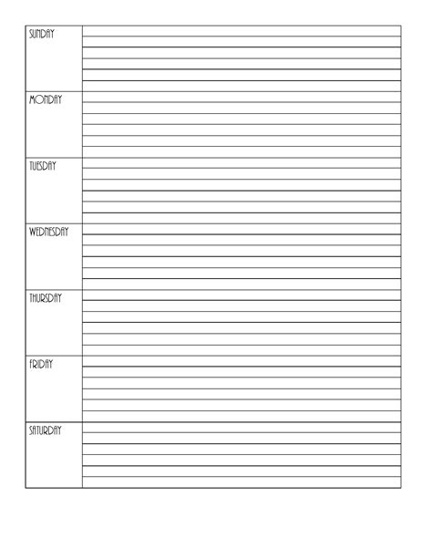 Free Printable Blank Weekly Calendar