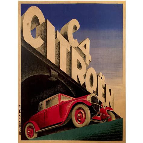 Art Deco Period French Advertising Poster For Citroen 1928 Vintage
