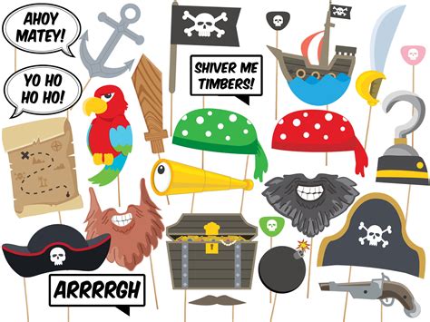 Pirate Party Photo Booth Props Pirate Theme Decor Printable Etsy Uk