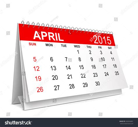 2015 Calendar April 3d Illustration Isolated Stock Illustration