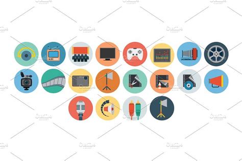 Ad 150 Multimedia Flat Icons By Creative Stall On Creativemarket