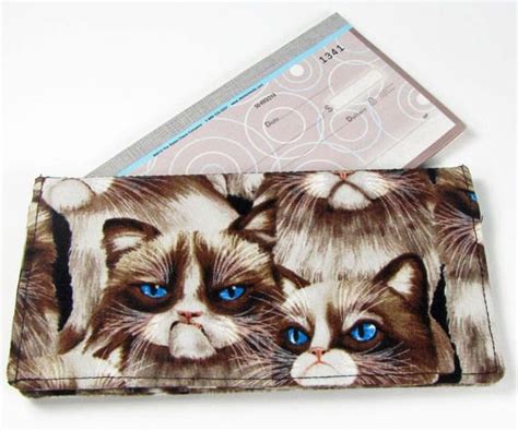 Grumpy Cat Fabric Checkbook Coverwomans Walletcheck Book Etsy Cat