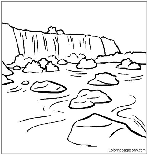 Waterfall Coloring Pages To Download And Sketch Coloring Page