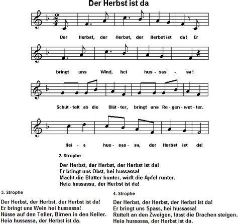 Der Herbst ist da, Noten | Vorschullieder, Kinder lied, Kinderlieder