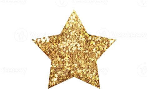 Golden Christmas Star Decoration Isolated On A Transparent Background