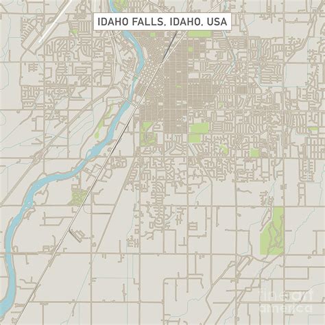 Idaho Falls Idaho Us City Street Map Digital Art By Frank