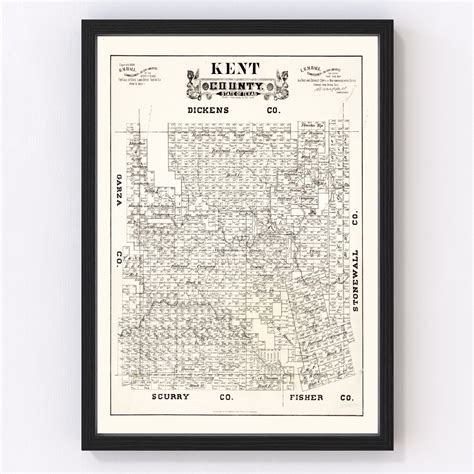 Vintage Map Of Kent County Texas By Ted S Vintage Art
