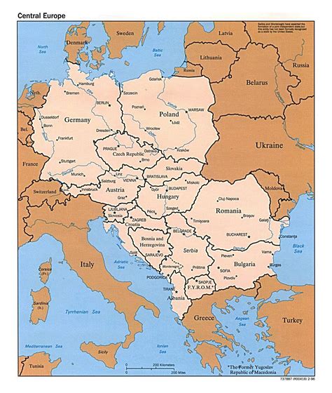 Political Map Of Central Europe 1996 Central Europe Europe