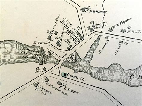 Antigüedad 1881 Jonesport Y Jonesboro Maine Mapa Por George Etsy