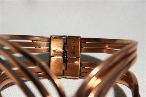 Rare Vintage Renoir Copper Abstract Hinged Rhythm Cuff Bracelet Jerry