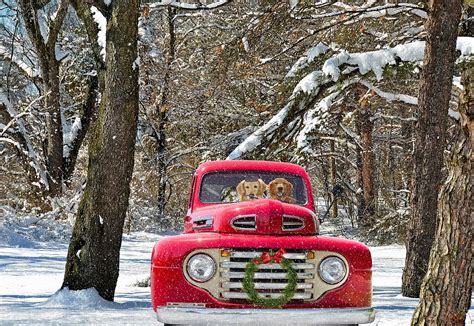 Vintage pickup truck christmas ornament square body ford chevy gmc dodge adorno. Christmas Truck Photograph by Maria Dryfhout