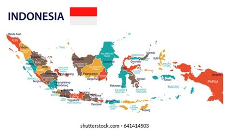 Indonesia Map Flag Highly Detailed Vector Stock Vector (Royalty Free