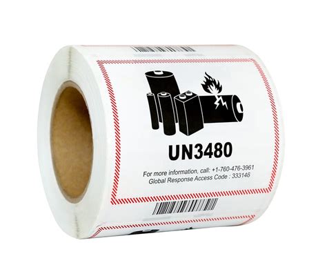 Swash Un3480 Hazmat Labels 125x125 Mm 3inch Across 500 Labels