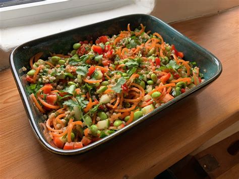 Buckwheat Edamame Carrot Salad In A Lime Soy And Ginger Chilli