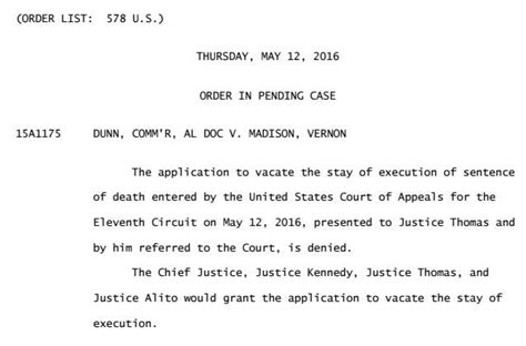 alabama execution halted after supreme court allows lower court order to stand