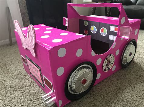 For your weekly diy fix. Made this Minnie Car out of a cardboard box for our Granddaughters Kindergarten Drive-In-Movie ...