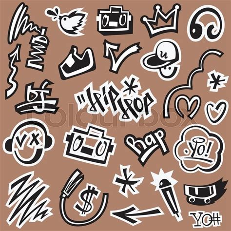 stock vector of rap hip hop graffiti set vector symbols in graphic style graffiti