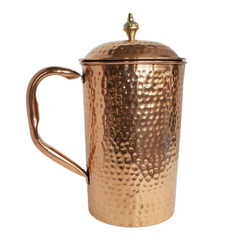Large Pure Copper Hammered Pitcher Jug With Lid Capacity To Hold 22