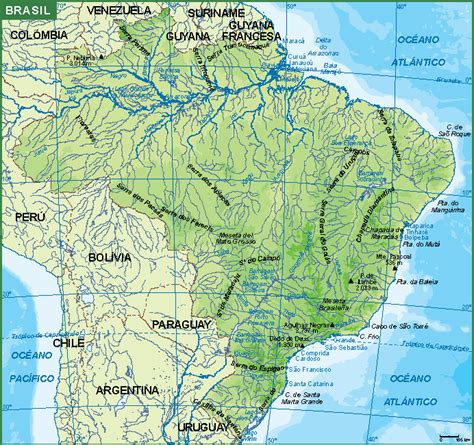 Tanto, que no llega ni. Brasil mapa fisico - Netmaps. Mapas de España y del mundo