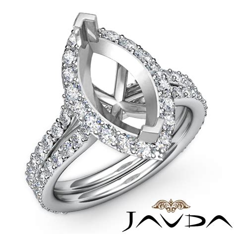1 36 ct halo setting diamond engagement ring marquise semi mount 14k white gold