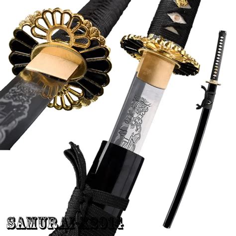 Handmade Carbon Steel Engraved Blade Japanese Samurai Sword Katana