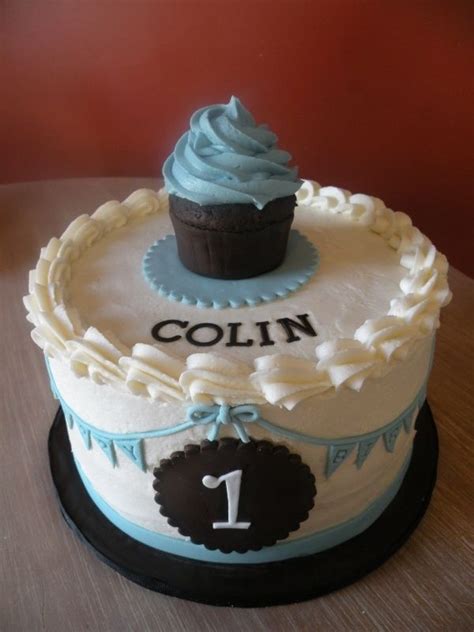 Everything is made from fondant. classic baby boy 1st birthday or use for age birthday as I ...