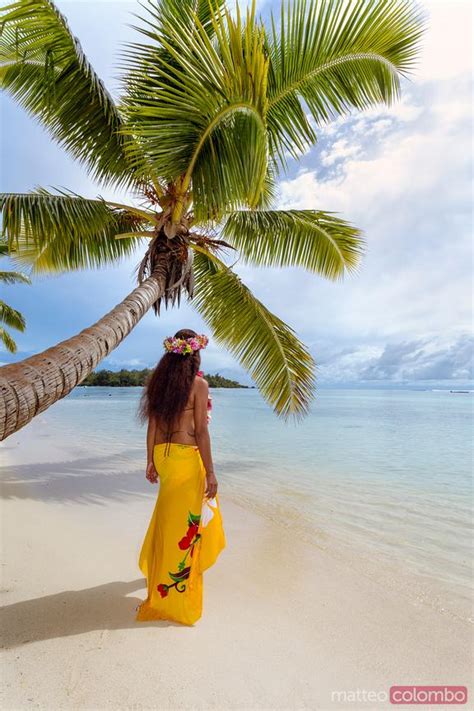Tahitian Woman In Traditional Dress Moorea French Polynesia