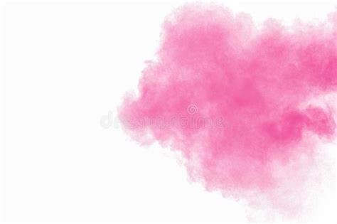 Abstract Pink Powder Explosion On White Background Freeze Motion Of