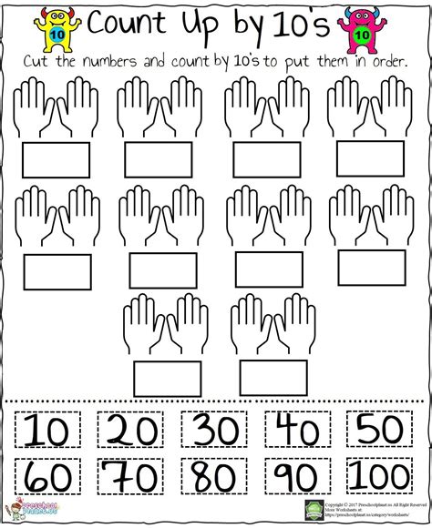 Skip Counting By 10s Worksheet Counting By 10 Kindergarten