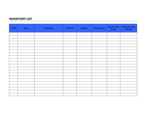 Free Inventory List Templates In Ms Word Excel Pdf Riset