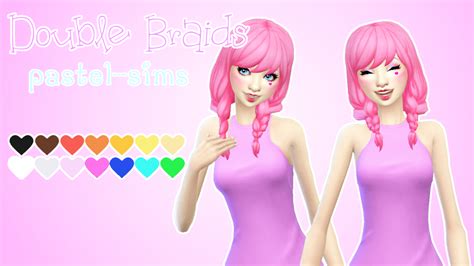 Pastel Sims Double Braids ♥ New Hair Mesh Love 4 Cc Finds