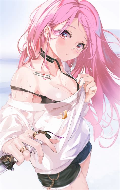 Pink Hair Cleavage Kooemong Anime Anime Girls Digital Art Artwork