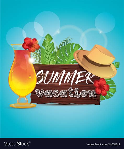 summer vacation poster with palm leaves tropical vector image