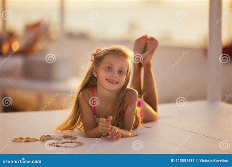 Cute Little Girl On Summer Vacation Stock Image Image Of Coast