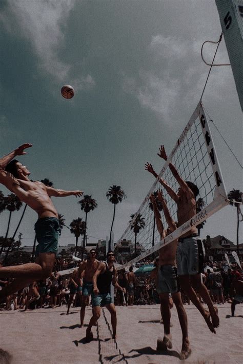 Volleyball On The Beach With Palm Trees